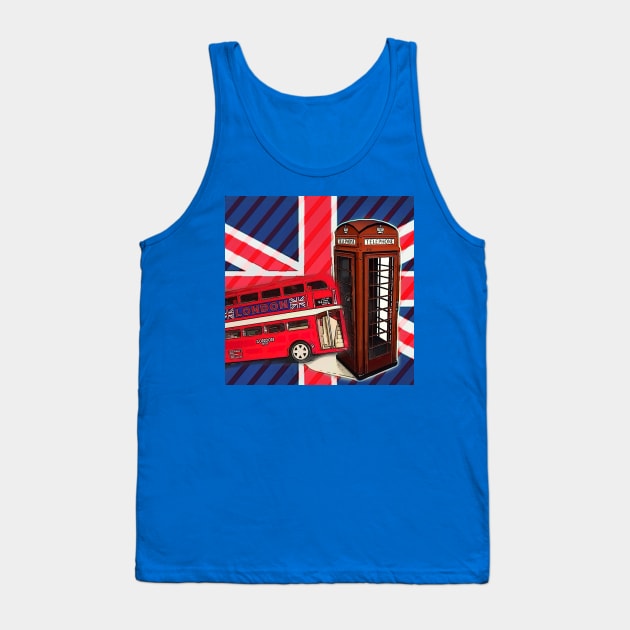 1980s dark academia union jack london bus vintage red telephone booth Tank Top by Tina